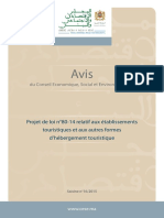 Avis Projet de Loi N°80 14 Hébergement Touristique