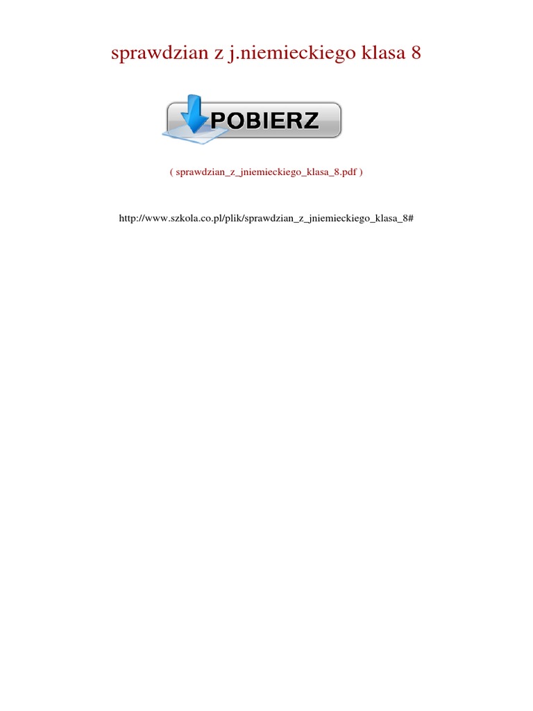Sprawdzian Z Niemieckiego Klasa 8 Sprawdzian Z J.niemieckiego Klasa 8 | PDF
