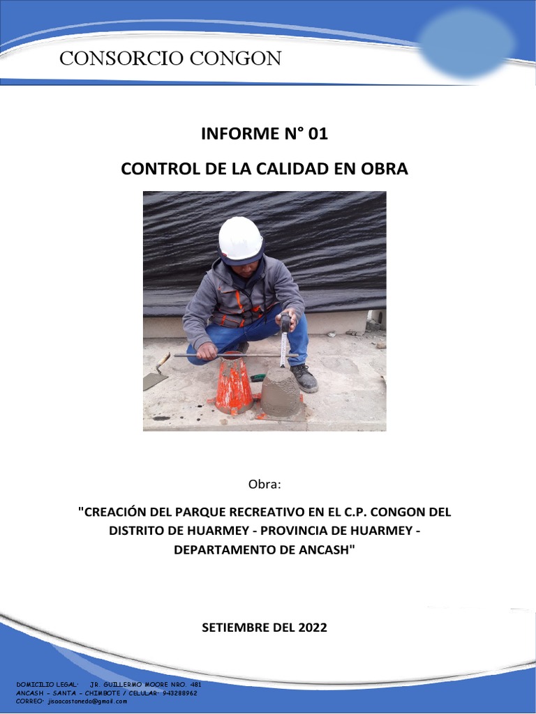 Informe de Control de Calidad en Obra | PDF | Hormigón | Ingeniero civil