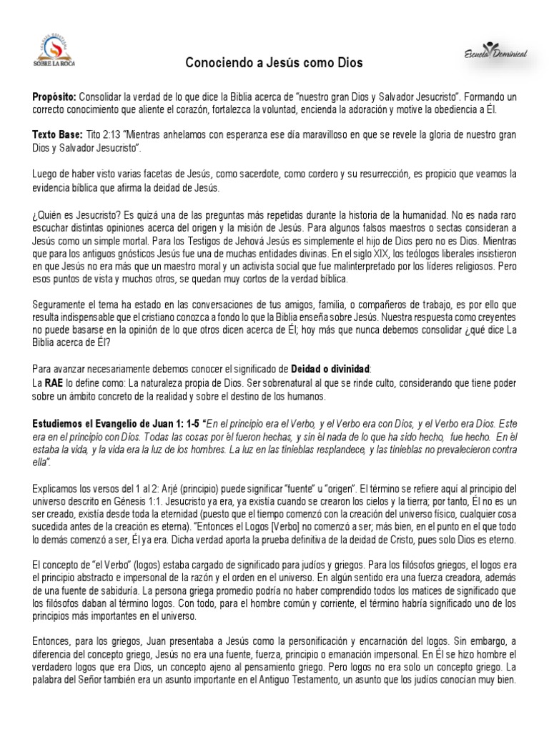 Conociendo A Jesus Como Dios | PDF | Jesús | Dios