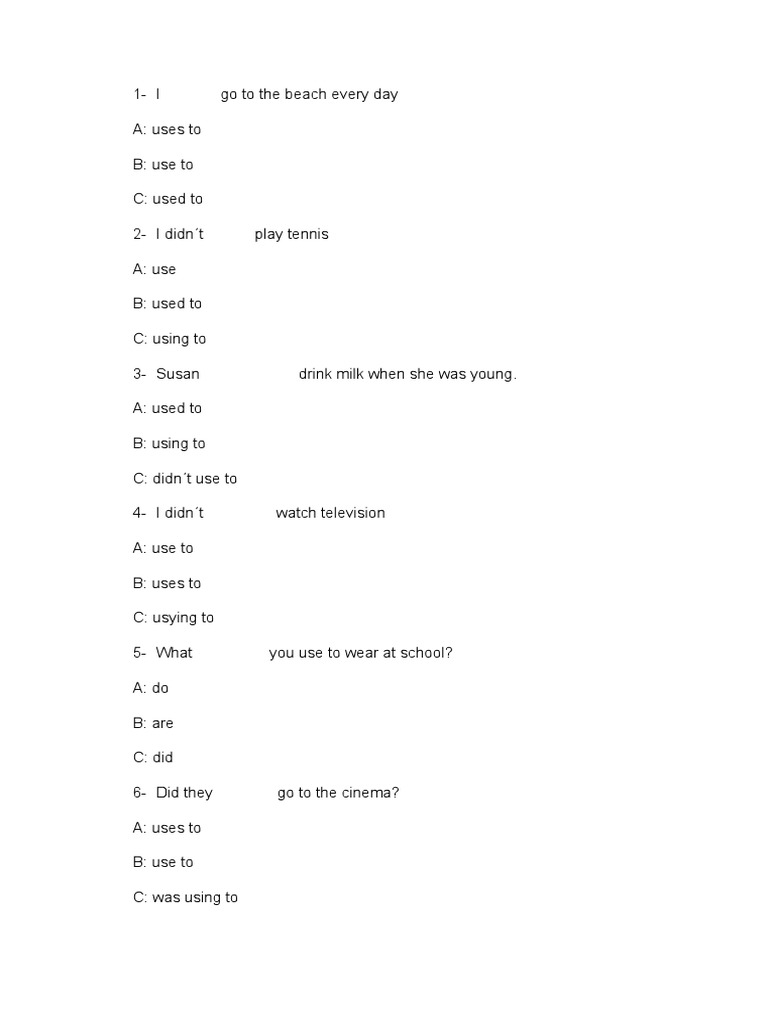 Used To Exercises Worksheet | PDF | Art