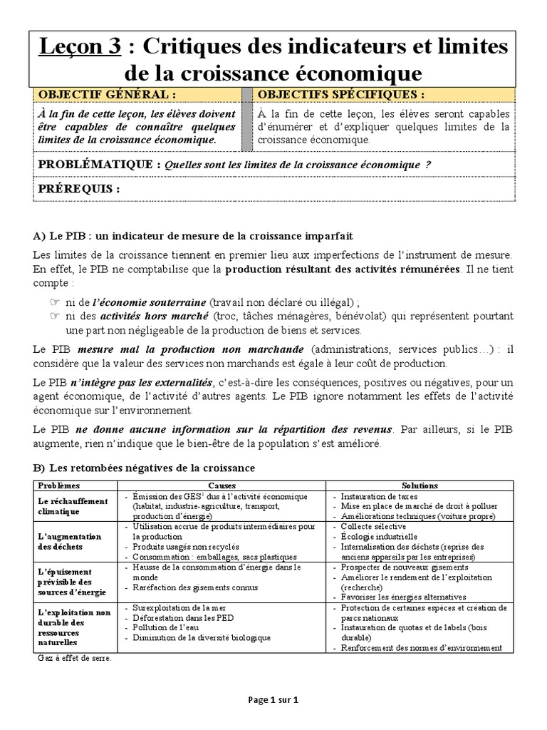 Limites de la croissance économique | PDF | Produit intérieur brut ...