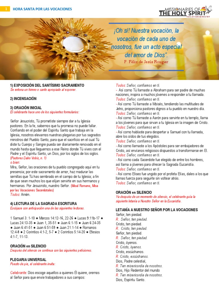 Hora Santa Por Vocaciones PDF-1 | PDF | eucaristía | Cristo (título)