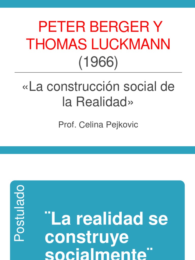 Berger Y Luckmann Pdf Socialización Conocimiento