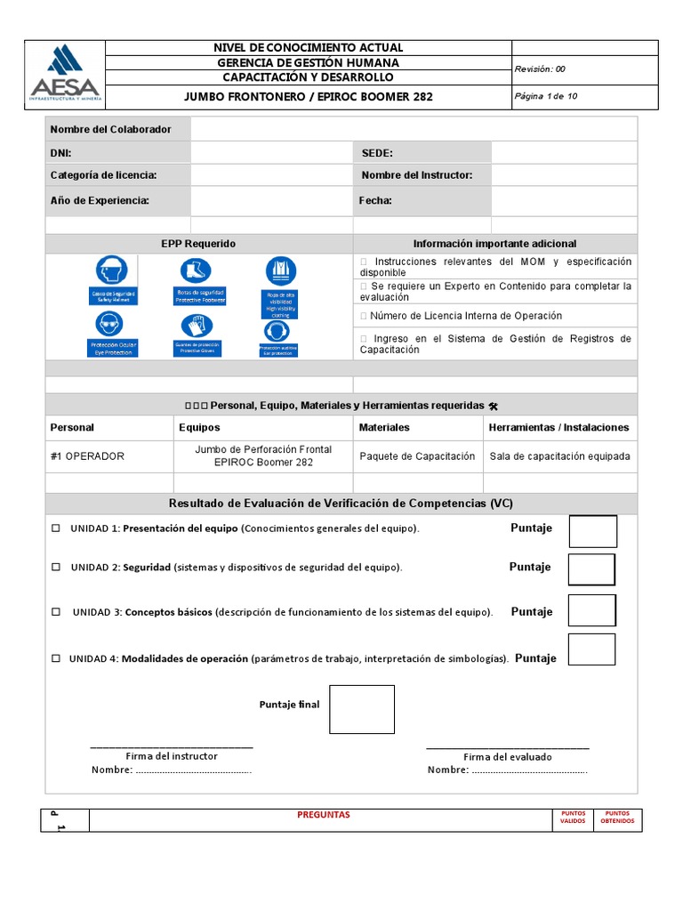 Evaluación Teórico - Jumbo Frontonero Boomer 282 | PDF | Perforación ...