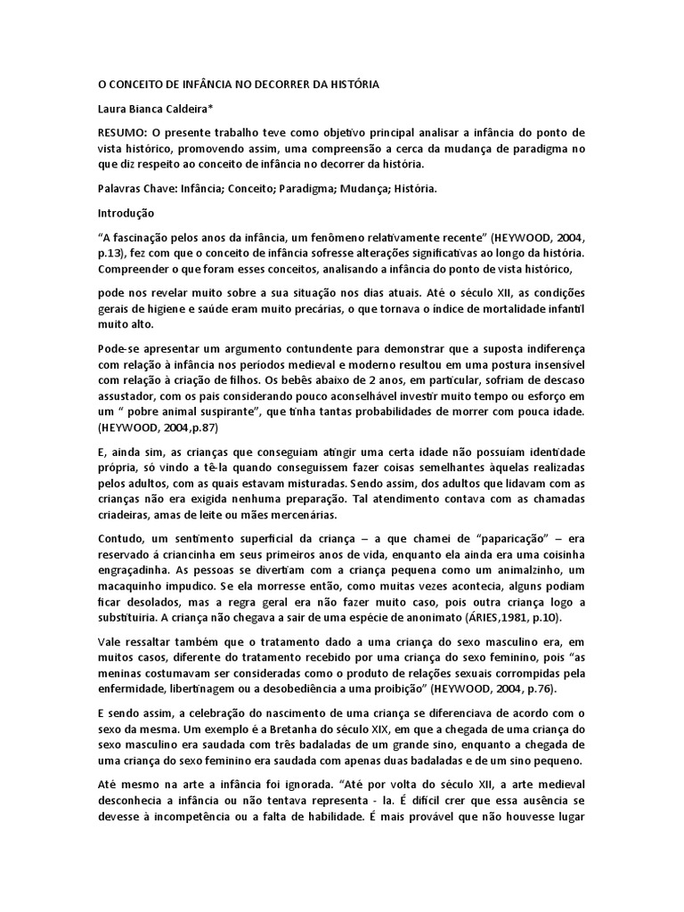 O Conceito de Infância No Decorrer Da História | PDF | Pré-escola