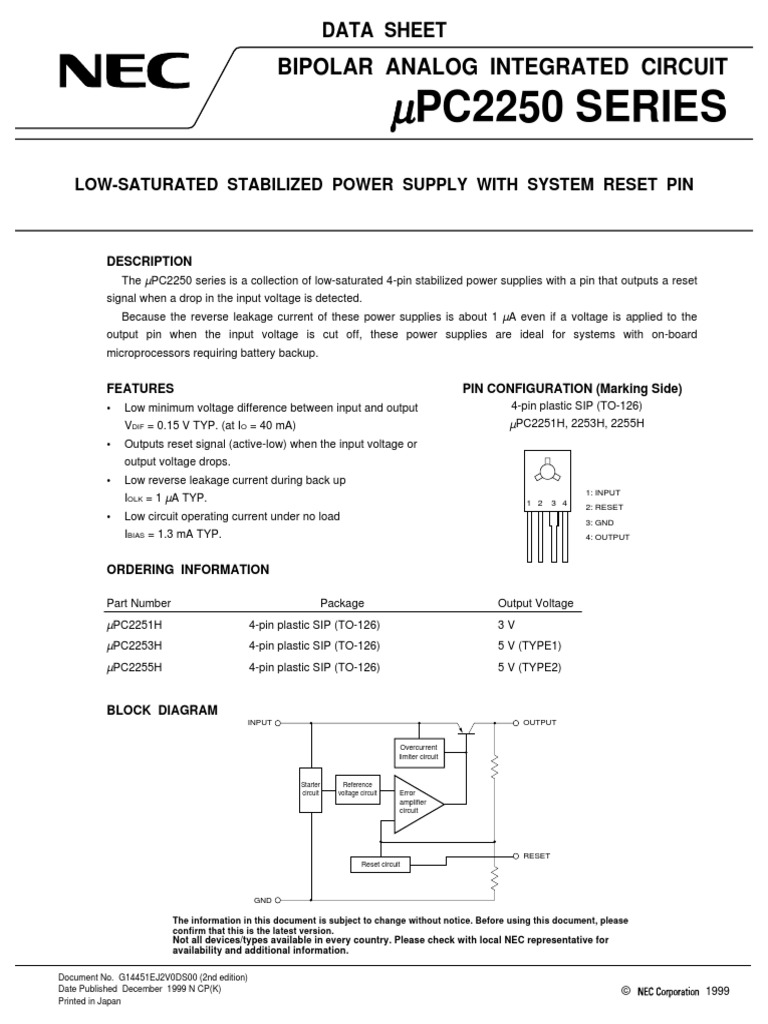 Pc2250 Series Bipolar Analog Integrated Circuit Download Free PDF