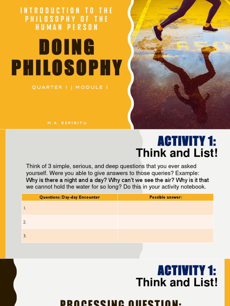 WEEK 1 Q1 M1 - Introduction To The Philosophy of The Human Person | PDF ...