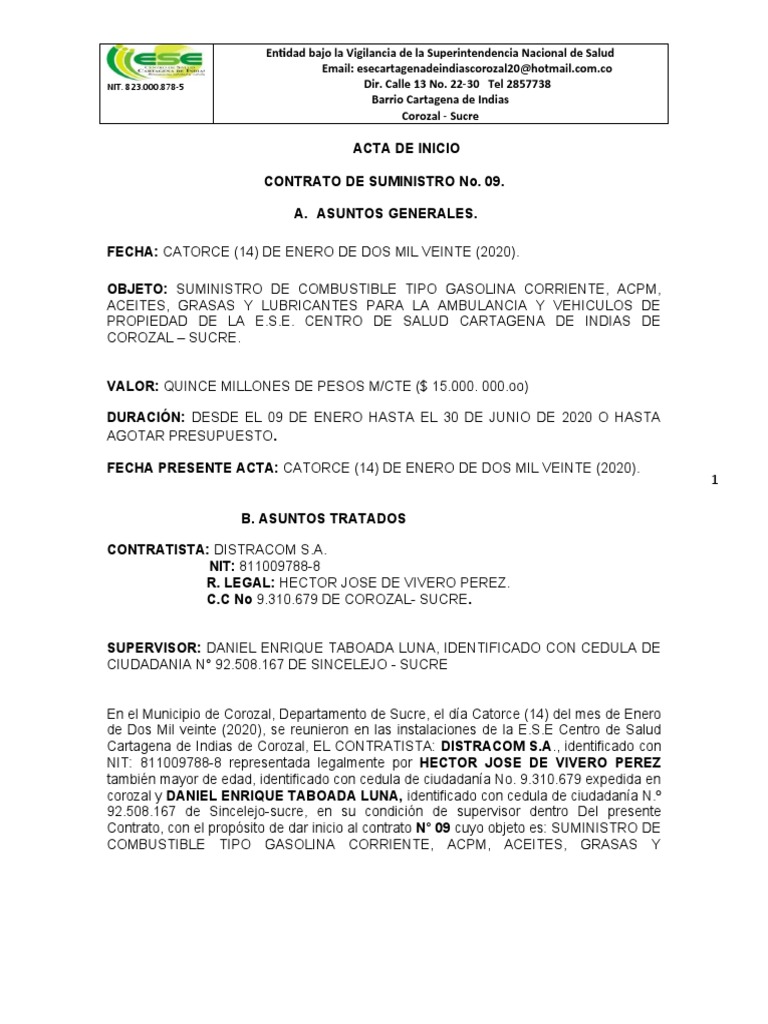 Acta de Inicio | PDF | Derecho