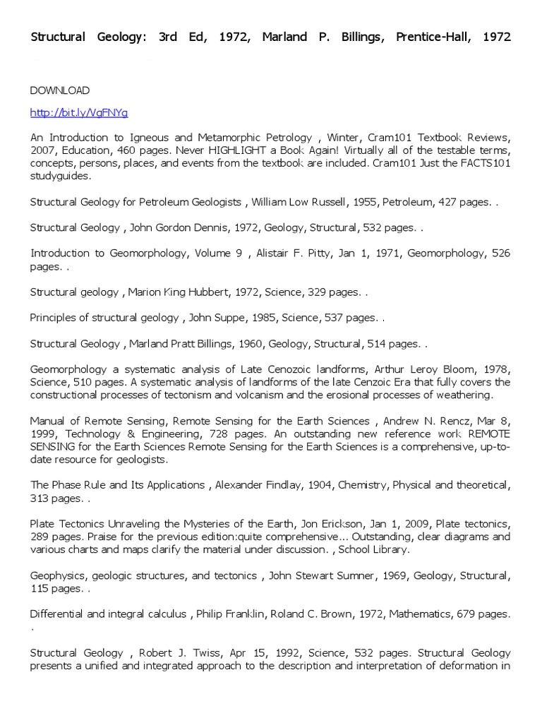 Structural Geology 3rd Ed Pdf Geology Geomorphology