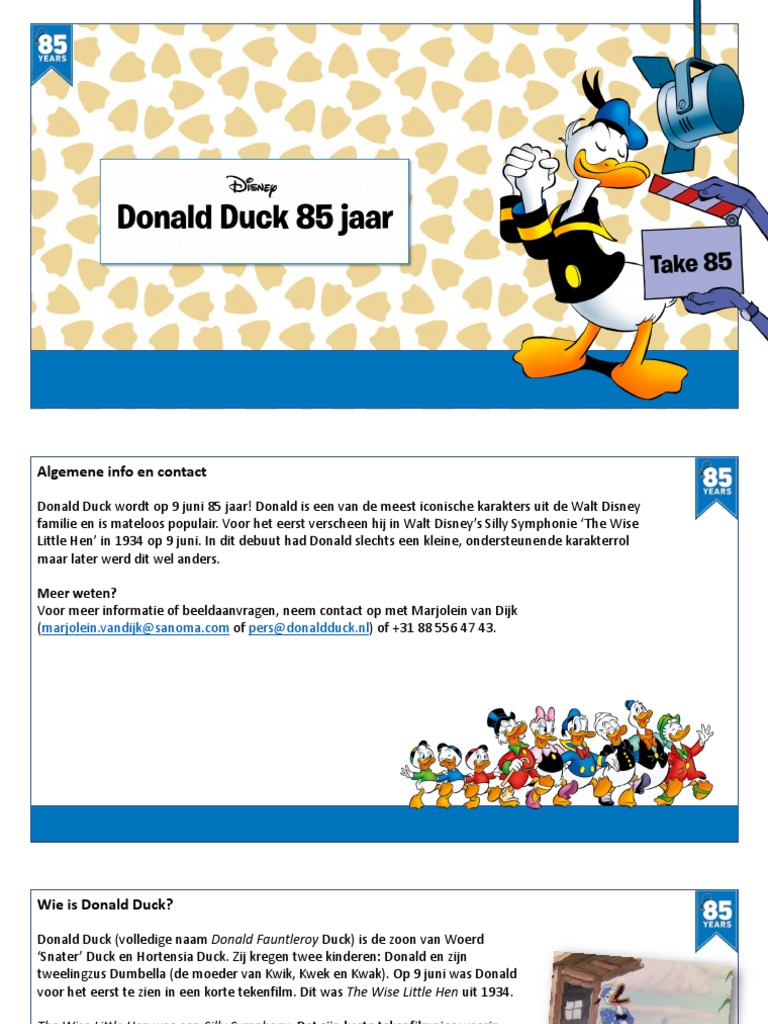 Press Kit Donald Duck 85 Jaar | PDF