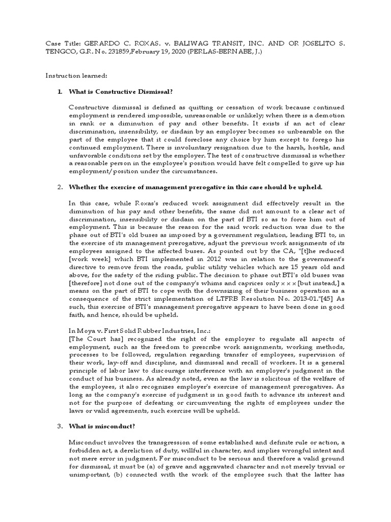 Gerardo C. Roxas V Baliwag Transit, Inc. and or Joselito S. Tengco | PDF