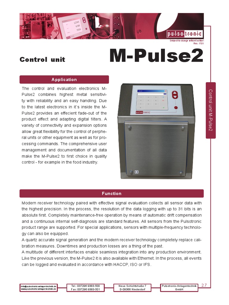 M-Pulse2 Control Unit Overview | PDF | Computer Network | Sensor