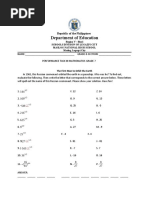 Performance Task in Grade 9math 2nd Quarter