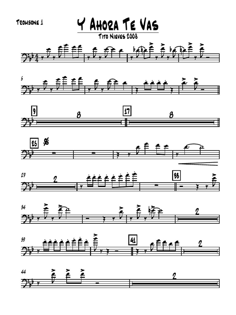 Y Ahora Te Vas Trombone I PDF Songs Written Spanish Language Music