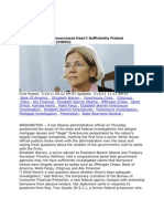 Elizabeth Warren "Government Hasn't Sufficiently Investigated Mortgage Abuses' See Video Link Here