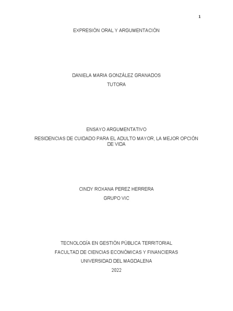 Ensayo Argumentativo | PDF