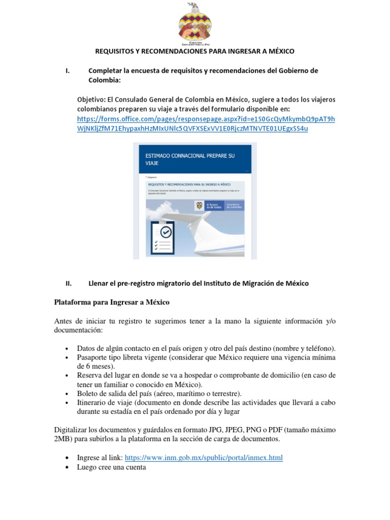 Importante - Requisitos y Recomendaciones para Ingresar A México | PDF ...