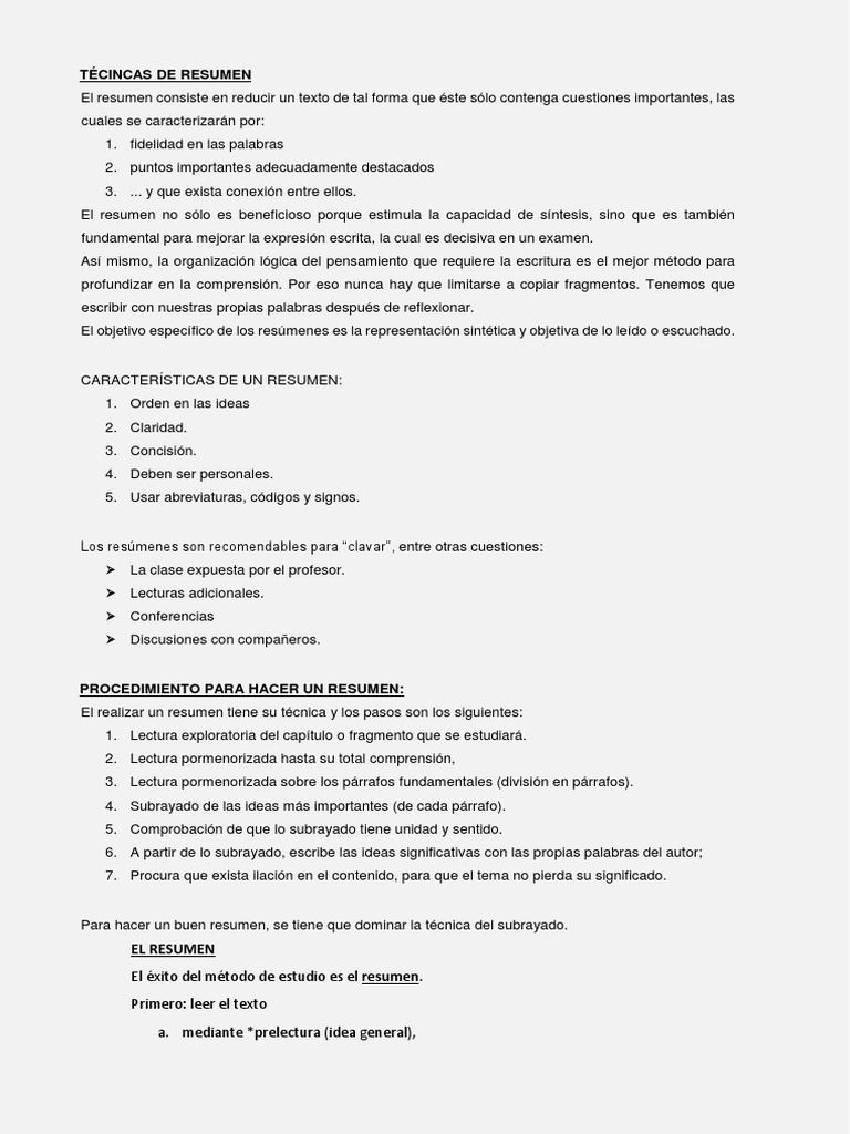 El Resumen y Sumillado 2 | PDF | Comprensión lectora | Lingüística