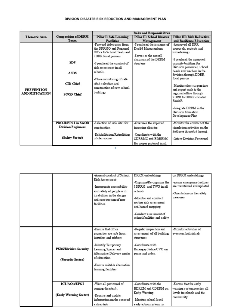 DRR Management Plan | PDF | Emergency Management | Emergency Evacuation