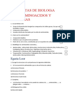 PREGUNTAS DE BIOLOGíA Aminoacidos y Proteinas