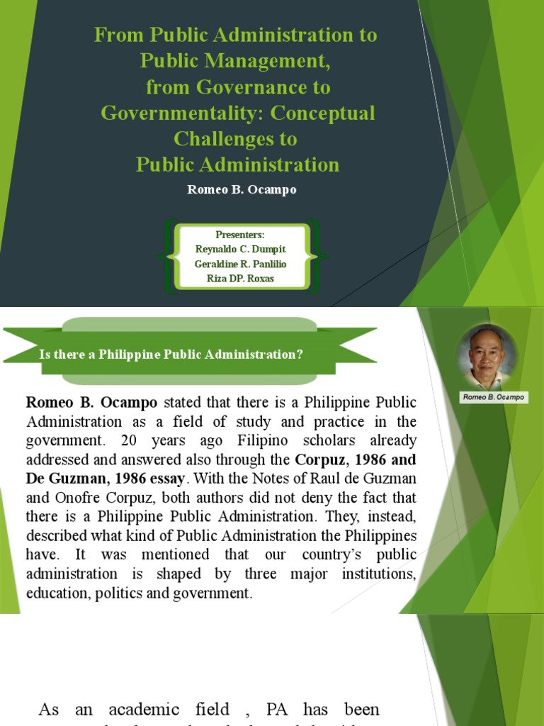 From Public Administration To - Public Management - From Governance To ...