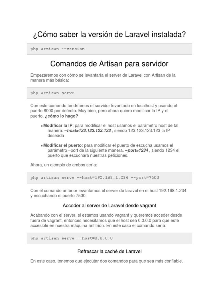 C mo saber la versi n de laravel instalada pdf php archivo de