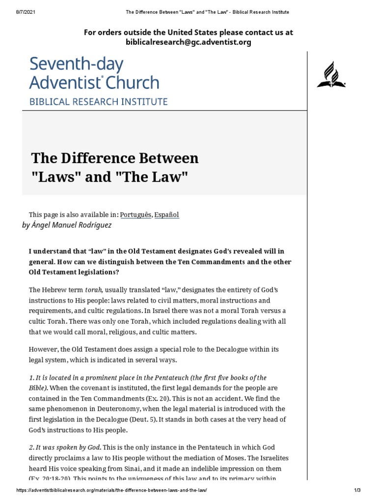 The Difference Between Laws and The Law Biblical Research