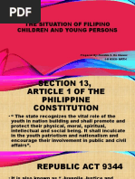 The Situation of Filipino Children and Young Persons