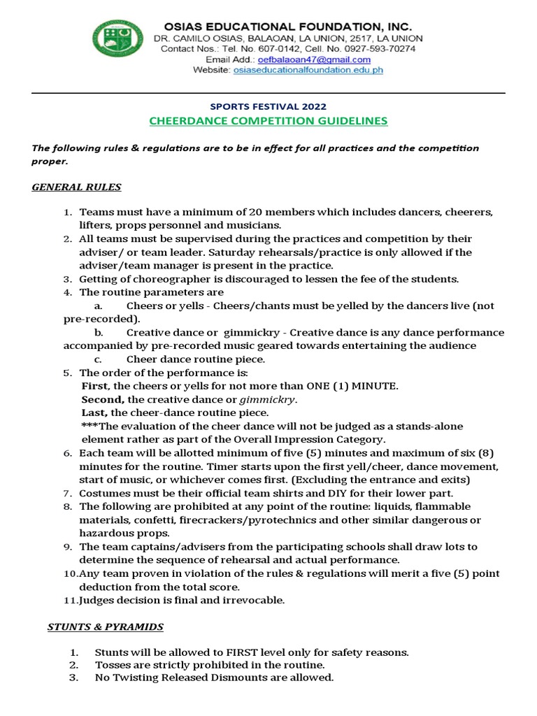 Sports Festival Guidelines 2021 | PDF | Cheerleading | Dances