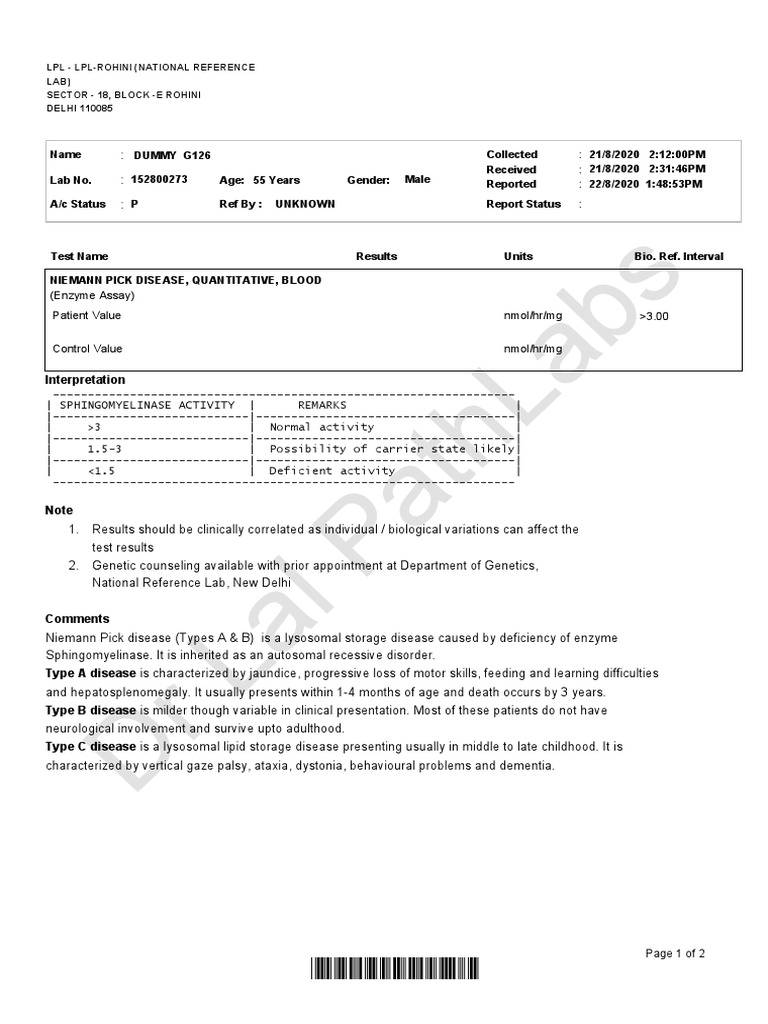 DR Lal Pathlabs Interpretation PDF Diseases And Disorders Causes