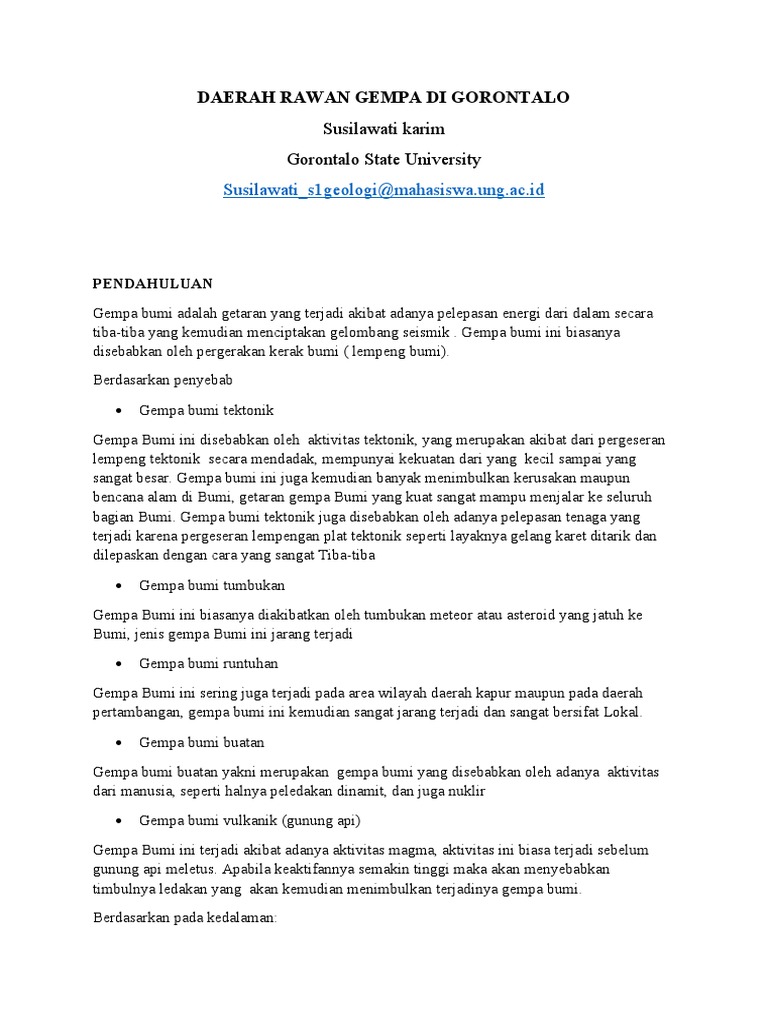 Daerah Rawan Gempa di Gorontalo | PDF | Sains & Matematika