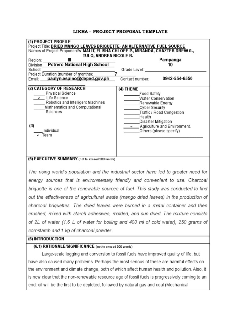 Dried Mango Leaves Briquette Proposal | PDF | Charcoal | Biomass
