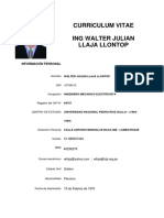Curriculum Vitae Ing Walter Julian Llaja Llontop: Información Personal
