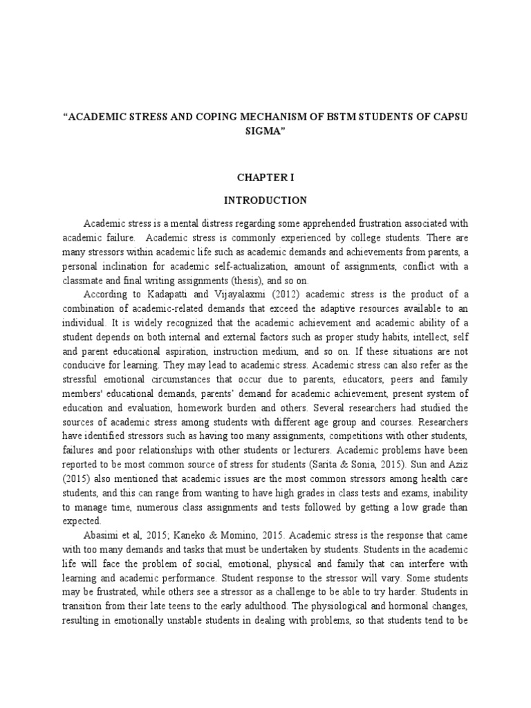 Coping Mechanisms for Academic Stress in BSTM Students | PDF | Stress ...