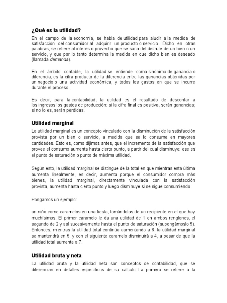 Definición de Utilidad en Economía | PDF | Utilidad | Utilidad marginal