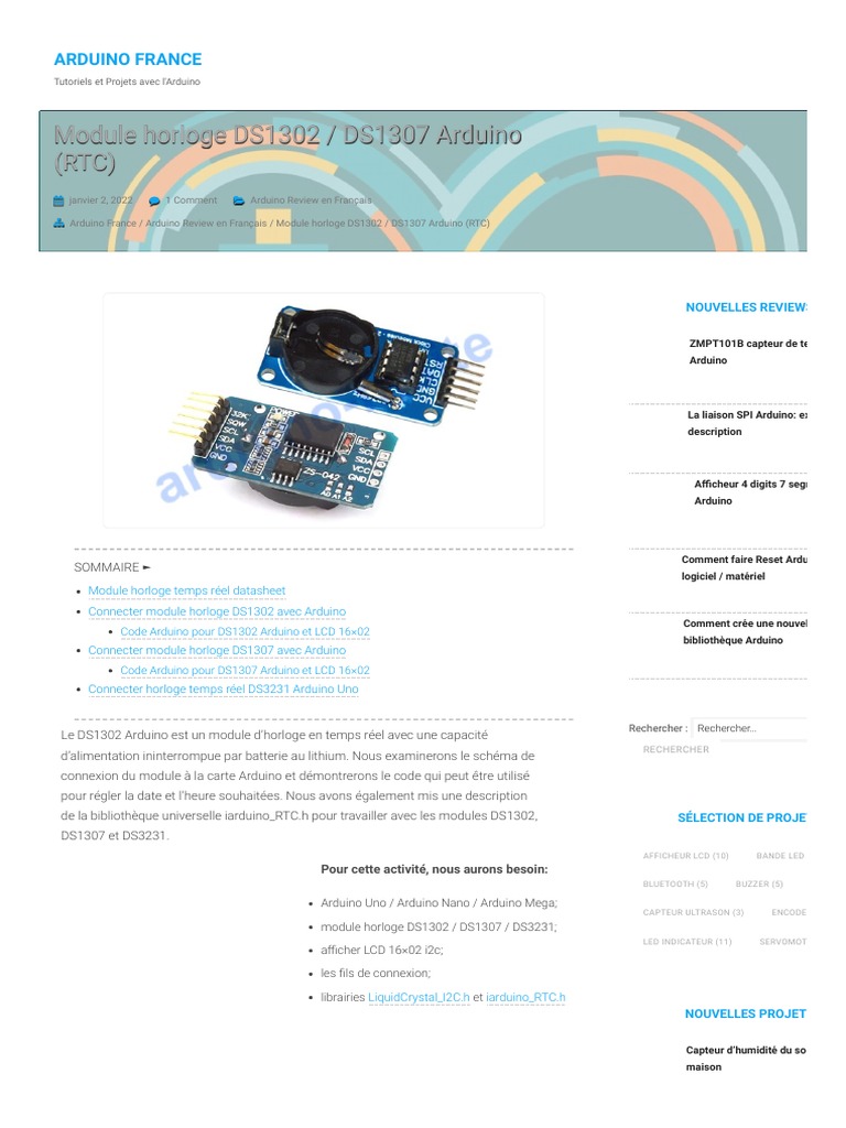 (GUIDE) Arduino Utiliser Module Horloge Temps Réel - Arduino Fra | PDF ...