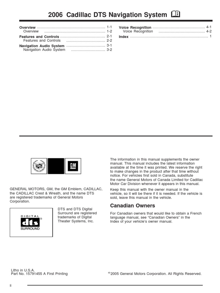 2006 Cadillac Dts Navigation Manual PDF General Motors Computer