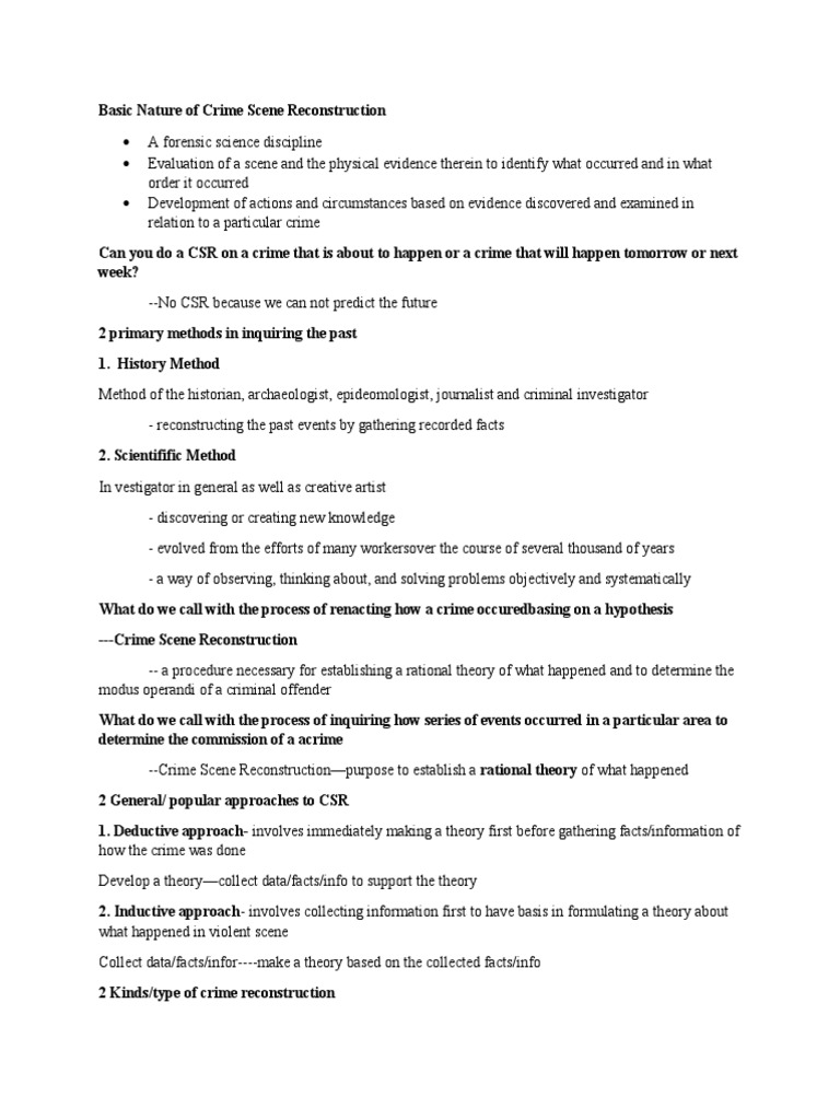 Mental Reconstruction in Crime Scene Analysis | PDF | Crime Scene ...