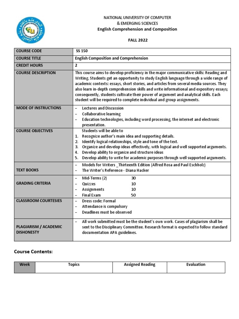 English Composition Course Overview | PDF | Essays | Reading Comprehension