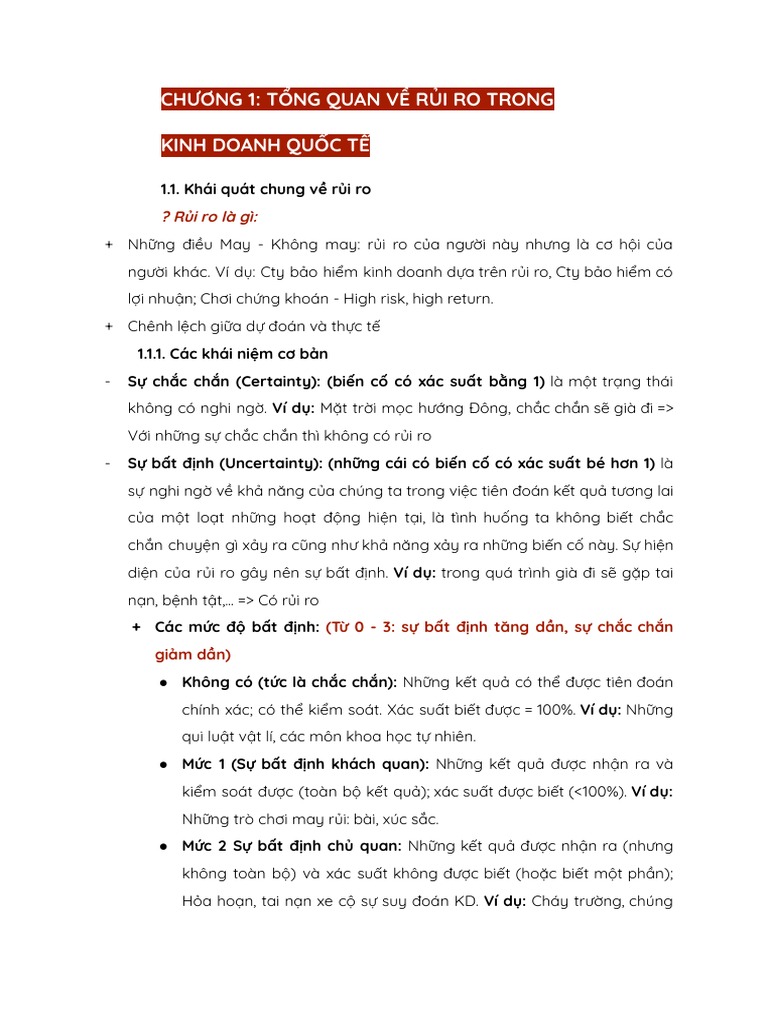 Quản lý rủi ro trong kinh doanh quốc tế