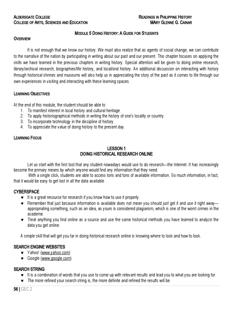 Module 5 Doing History A Guide For Students PDF Libraries Archive