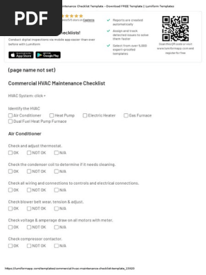 Commercial Hvac Maintenance Checklist Template