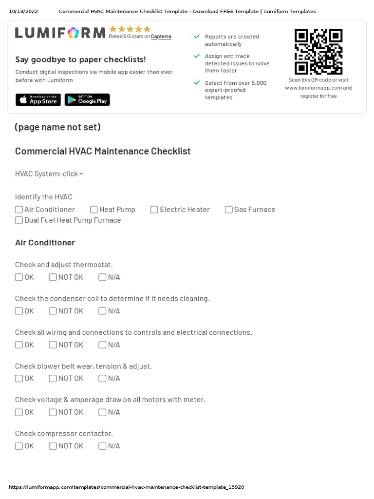 Commercial HVAC Maintenance Checklist | PDF | Thermostat | Heat Exchanger