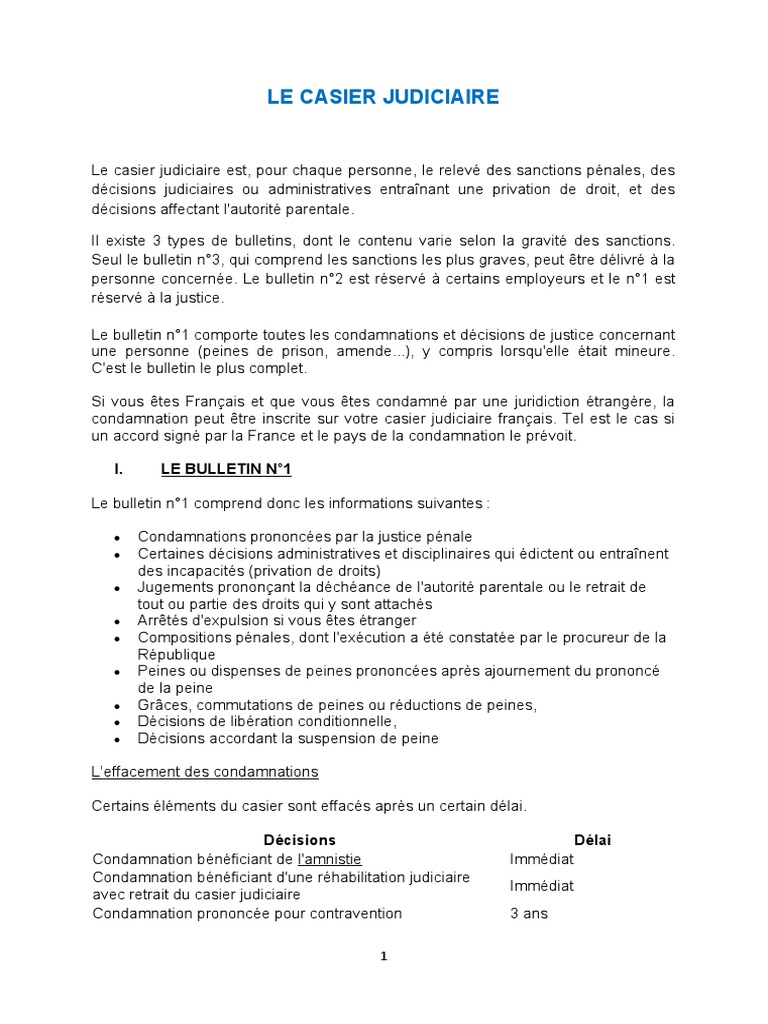 Comprendre le casier judiciaire en France | PDF | Loi criminelle | Crimes