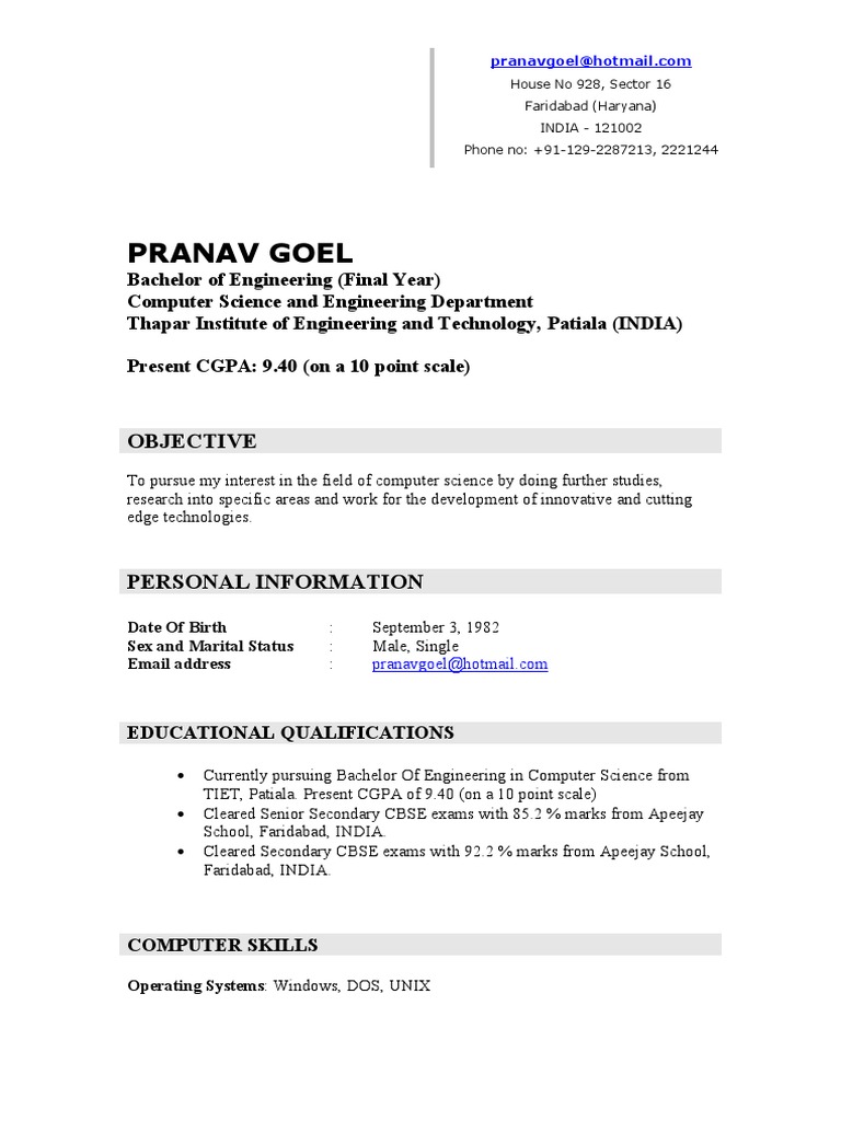 Pranav Goel: Objective | PDF | Computer Science | Electronics
