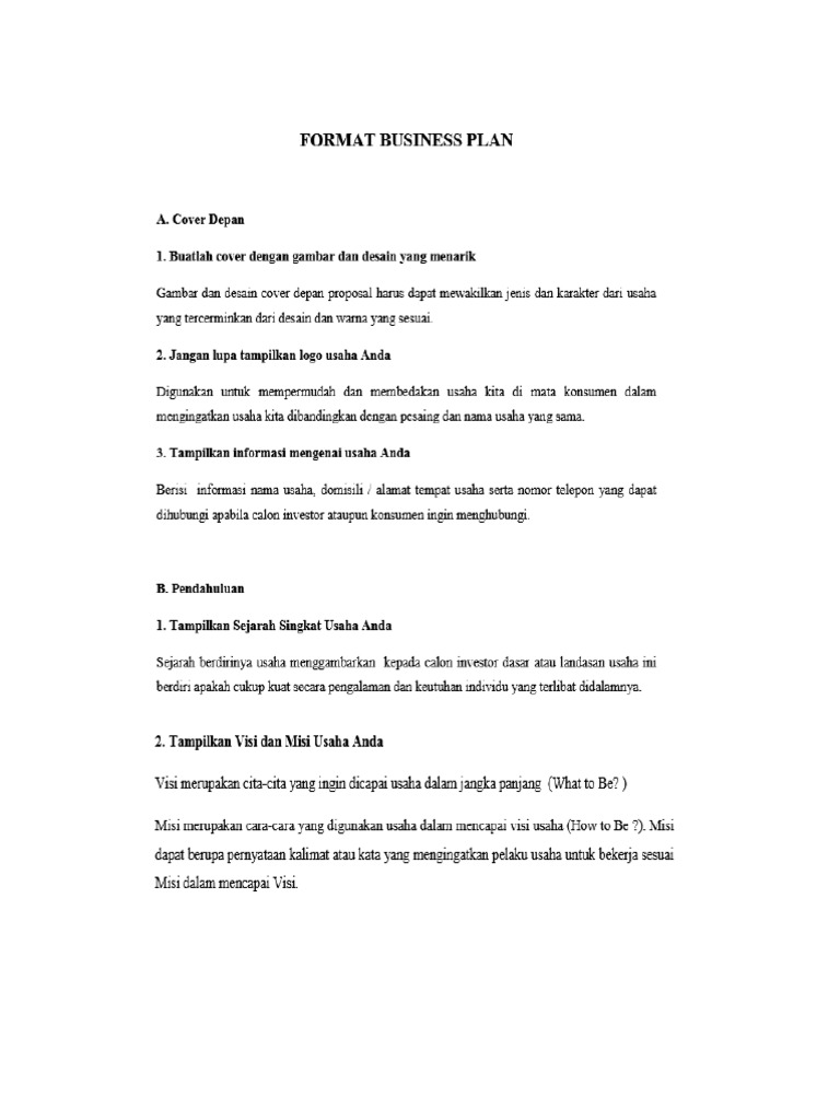 Format Business Plan | PDF