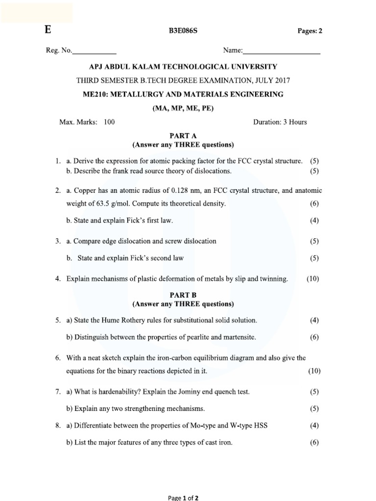 Ktu University Question Paper 2 | PDF