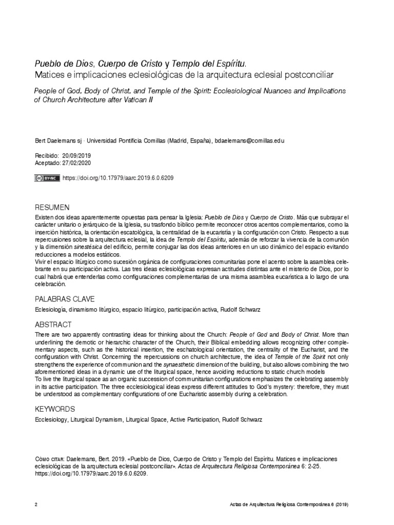 Matices e Implicaciones Eclesiológicas de La Arquitectura Eclesial