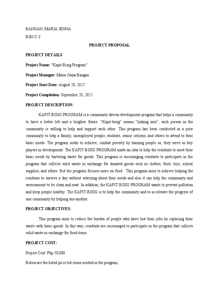 Project Proposal PDF Waste Recycling